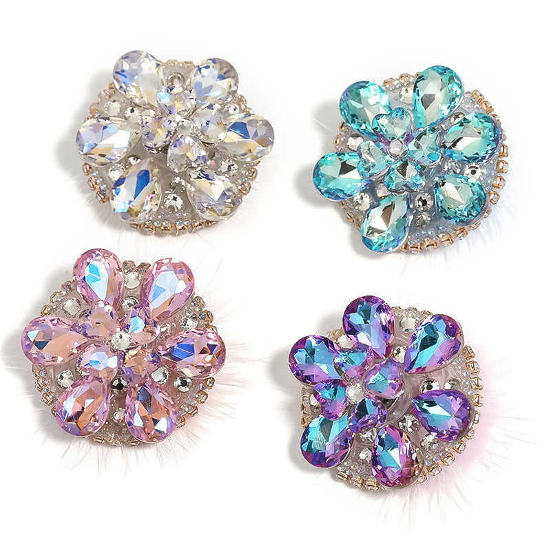 Wholesale 4pcs Heavy Industry Rotatable Rhinestone Snowflake Chain Acrylic Beaded DIY Jewelry Accessories